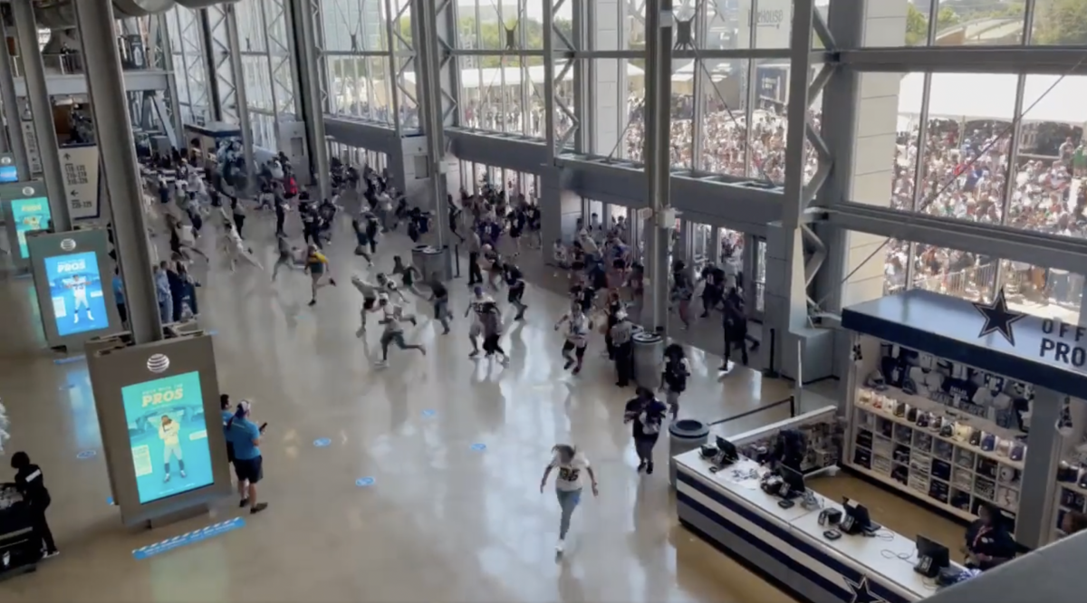 Dallas Cowboys fans filmed 'bullrushing' gates at AT&T Stadium in 'scary'  scenes ahead of home NFL opener