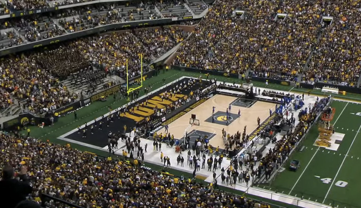 The Scenes At Iowa's Women's Basketball Game At Kinnick Stadium Are
