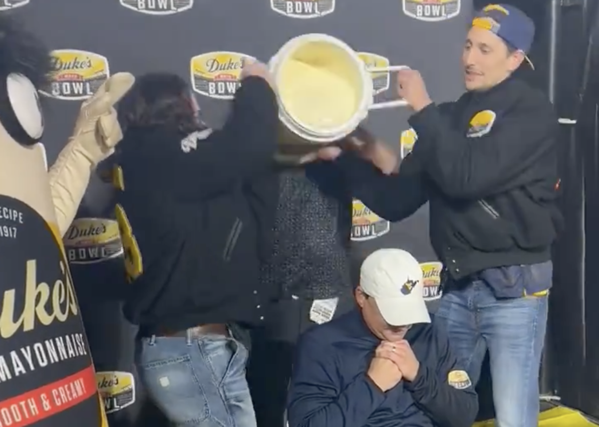 Video: Neal Brown Receives Mayo Bath After Winning Bowl Game - The Spun