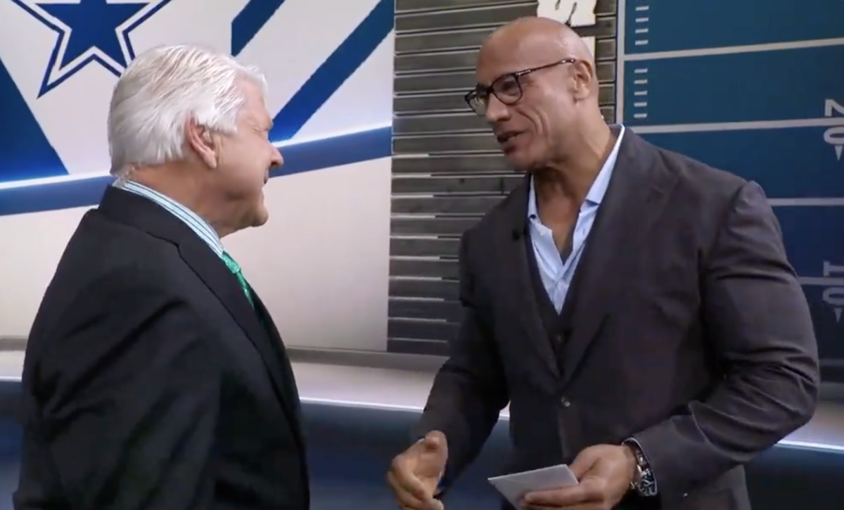 Video The Rock Surprises Jimmy Johnson On FOX NFL Sunday The Spun