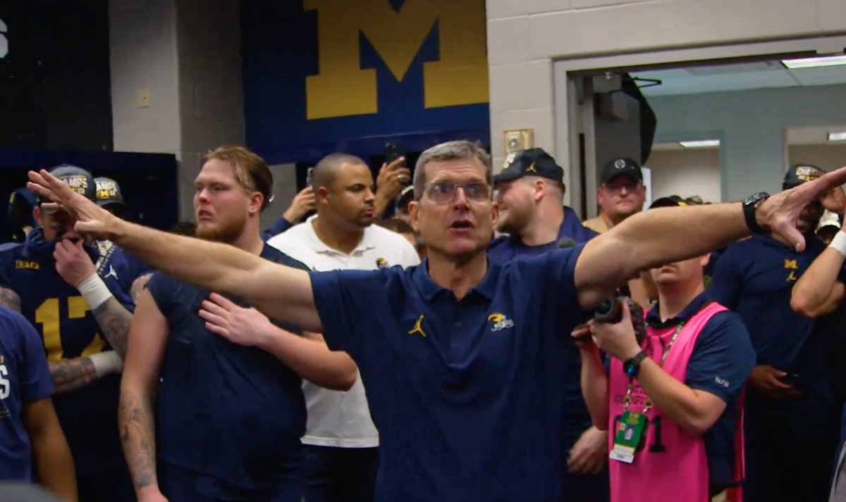 Video Jim Harbaughs Postgame Locker Room Speech Is Going Viral The Spun