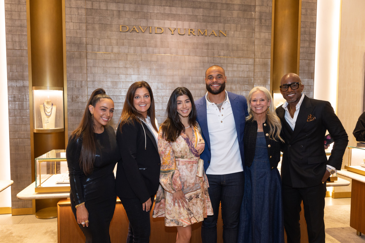 DALLAS, TEXAS - MAY 16: Dallas Cowboys Dak Prescott, Sarah Jane Ramos, and guests attend an in-store event at David Yurman on May 16, 2024 in Dallas, Texas. (Photo by Rick Kern/Getty Images for David Yurman )