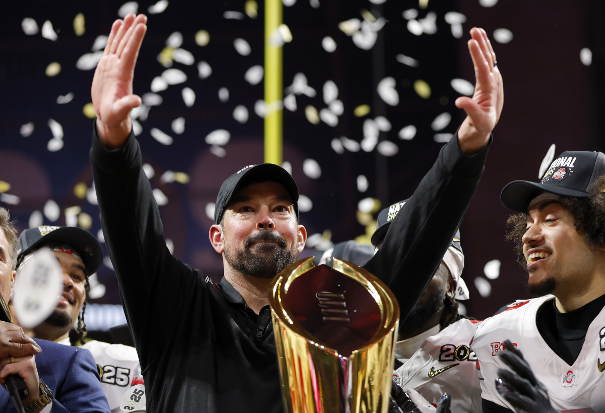 Ryan Day celebrates national championship.