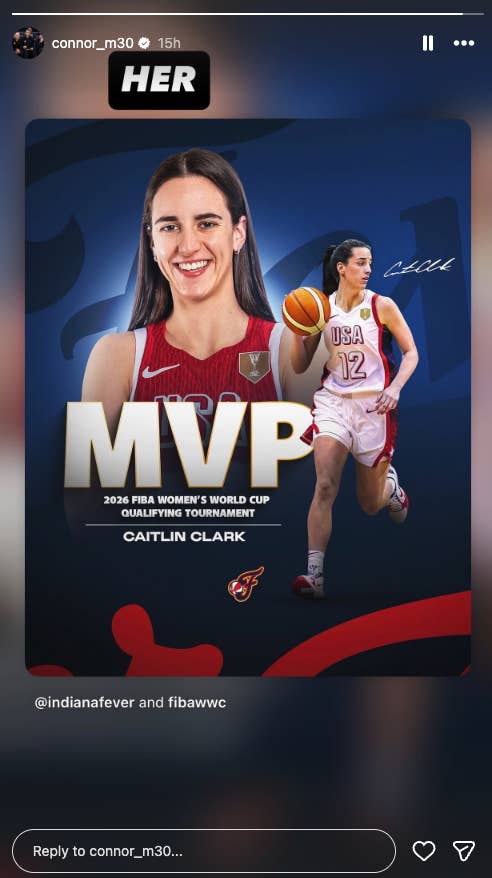 Connor McCaffery reacts to Caitlin Clark's latest accomplishment.