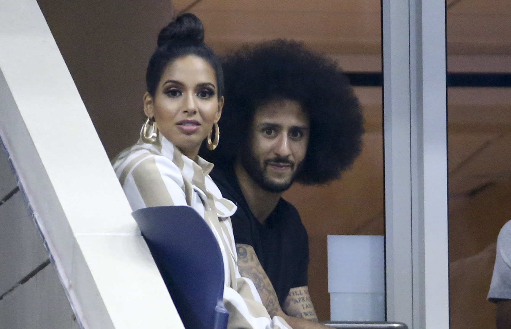 Colin Kaepernick's longtime girlfriend, Nessa, on the field.