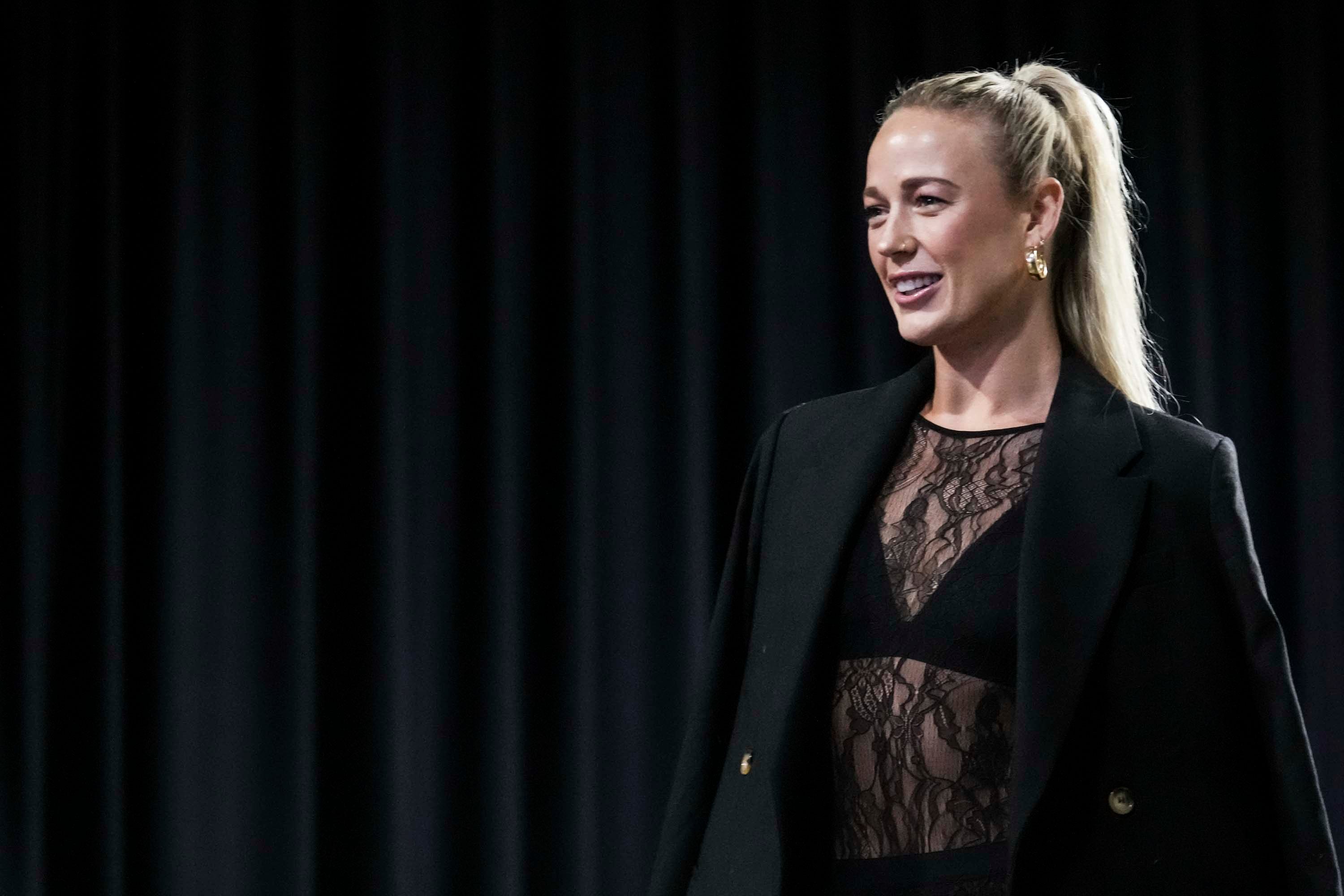 Sophie Cunningham arrives to the Fever game.