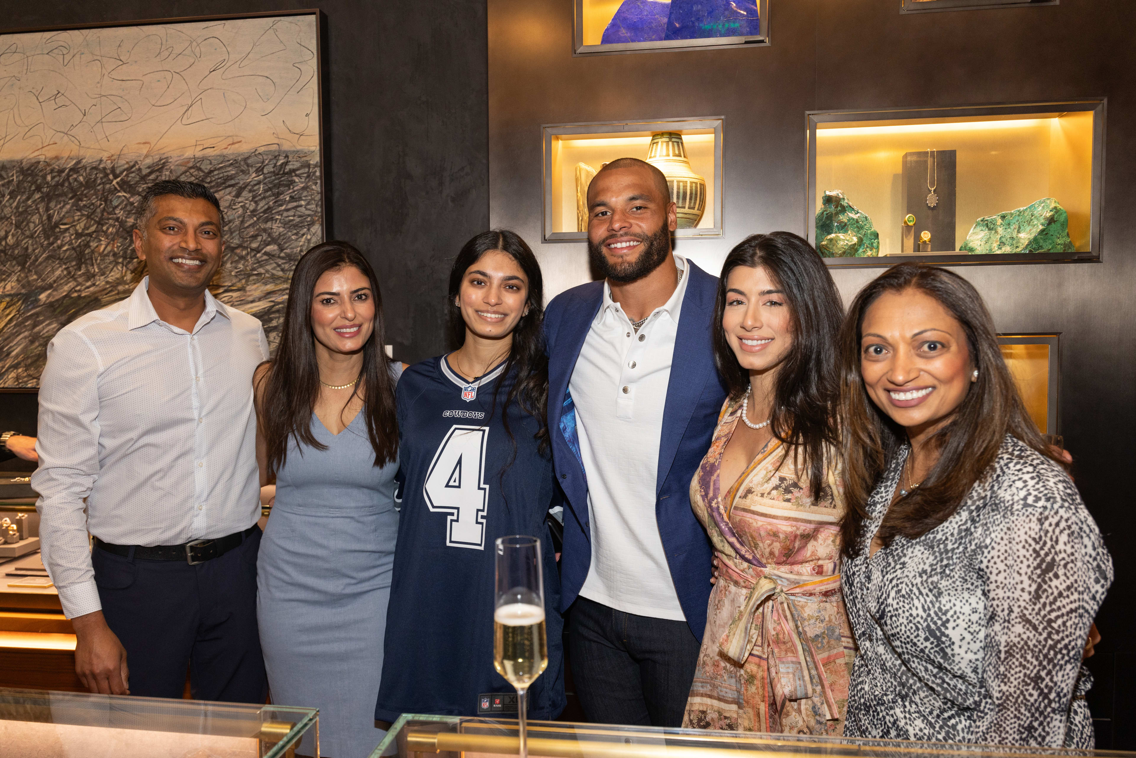 DALLAS, TEXAS - MAY 16: Dallas Cowboys Dak Prescott, Sarah Jane Ramos, and guests attend an in-store event at David Yurman on May 16, 2024 in Dallas, Texas. (Photo by Rick Kern/Getty Images for David Yurman )