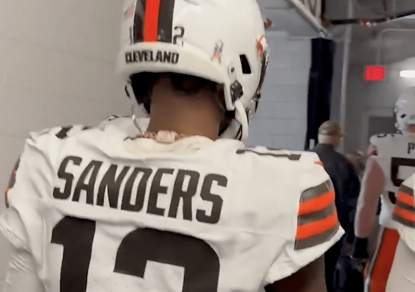 Shedeur Sanders gets surprised - Via Browns Twitter