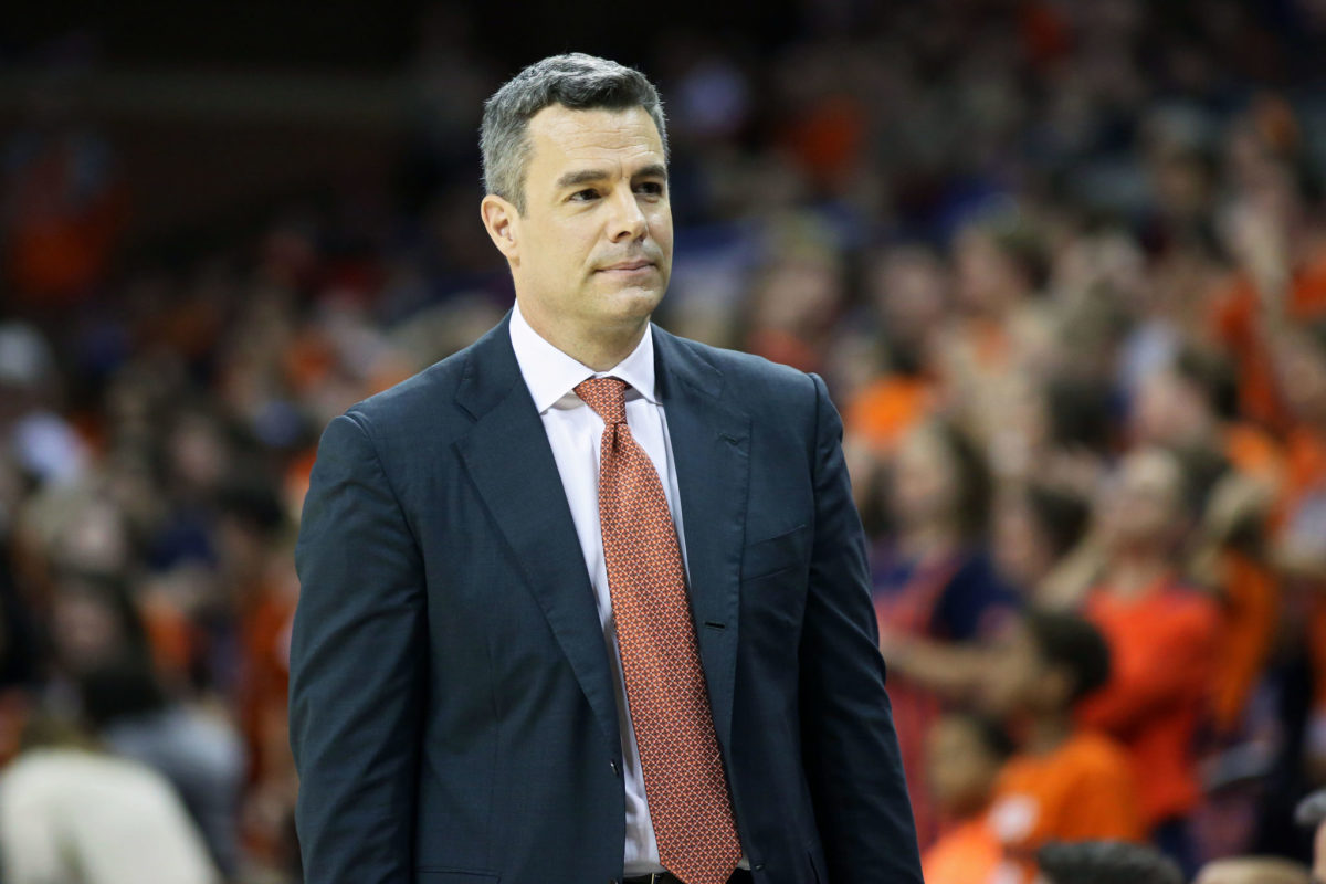 A closeup of Virgina head coach Tony Bennett