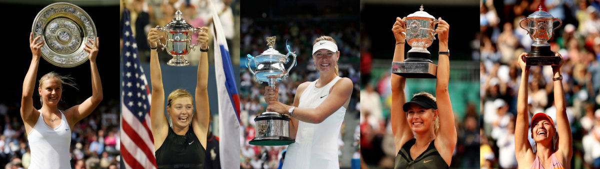 Los cinco campeonatos de tenis del Grand Slam de Maria Sharapova.'s five grand slam tennis championships.