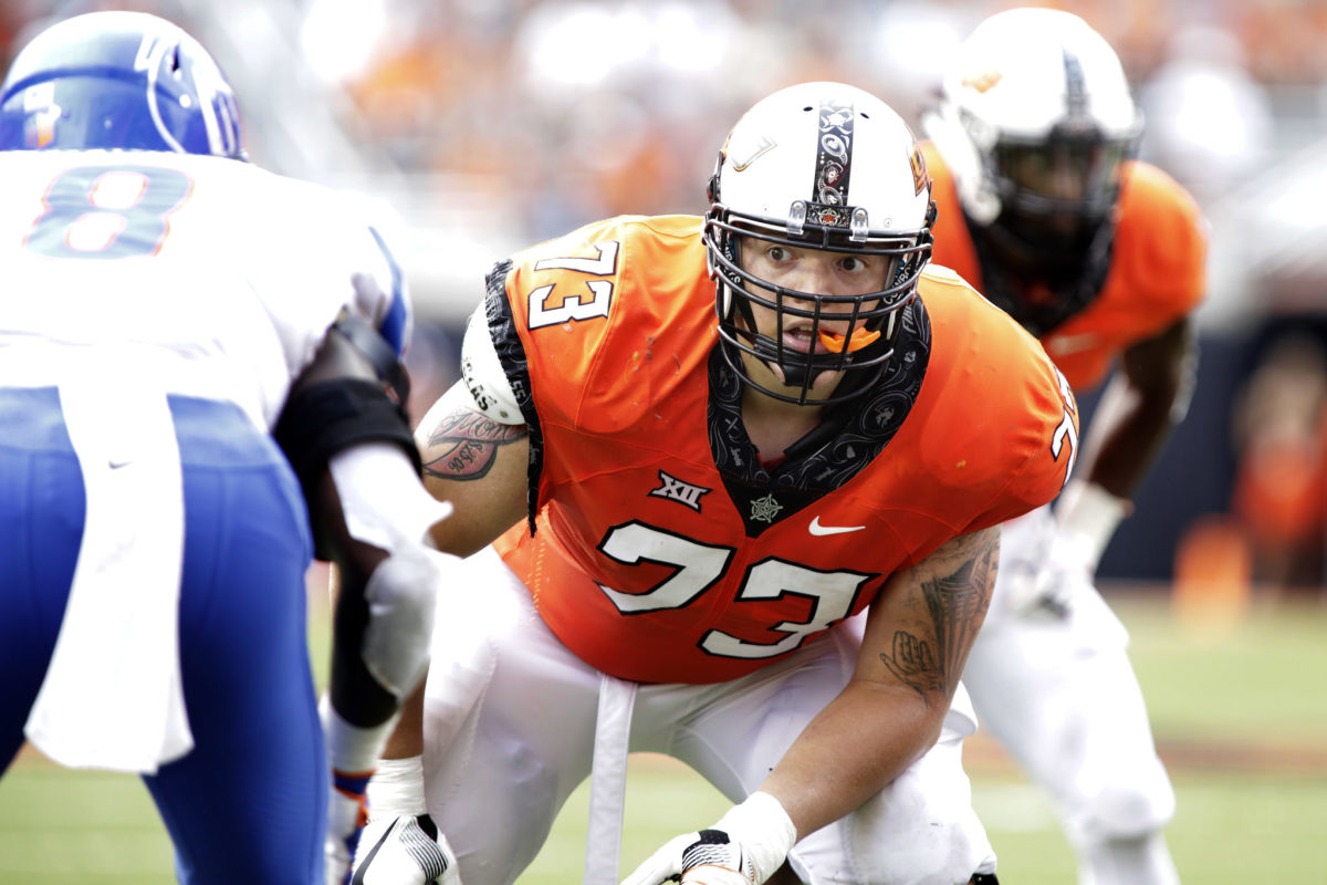 Oklahoma State offensive tackle Teven Jenkins, a breakout 2021 NFL Draft first round candidate.